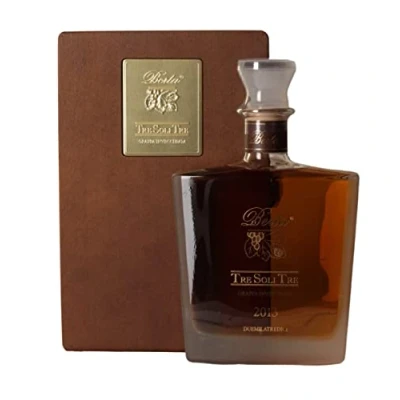 Abbildung von Grappa Berta TRE SOLI 43 % vol Alk. 700 ml mit Holzkiste