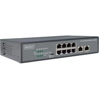 Abbildung von DIGITUS Fast Ethernet PoE+ Netzwerk Switch 19 Zoll 8 Ports + 2x Uplink RJ45 IEEE802.3af/at 120W Power Budget Schwarz