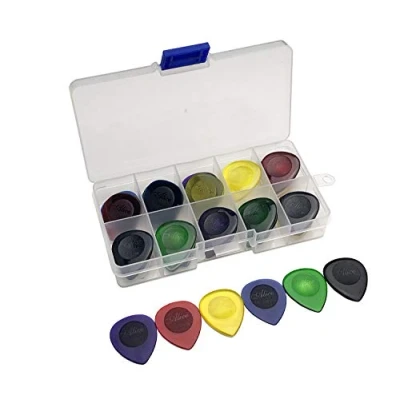 Abbildung von Alice Gitarrenplektren / Plektren aus Metall, robust, transparent, groß, 1,0 2,0 3,0 mm, mit Plektrum Etui, 30 Stück