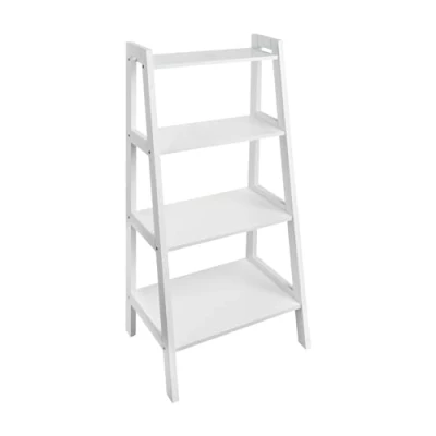 Abbildung von shelfmade Badregal Rauma Regal mit drei Ablageböden schmales Leiterregal aus Holz, weiß
