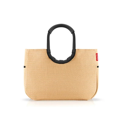 Abbildung von reisenthel loopshopper L frame raffia black Stabile Tasche mit praktischen Fächern aus recycelten PET Flaschen Charmantes und wasserabweisendes Design