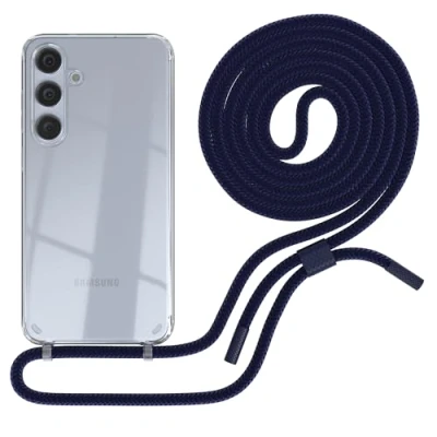 Abbildung von EAZY CASE Handykette kompatibel mit Samsung Galaxy S24 Plus dünne Handyhülle für Hülle Band als Fallschutz Kette zum Umhängen transparente Silikon in Nacht Blau