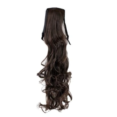 Abbildung von WIG ME UP YZF 1094HT 6 Haarteil Zopf Braun wellig 63cm mit Band/Bändchen und Klammer befestigt