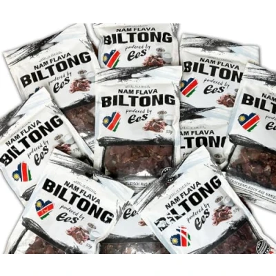 Abbildung von Nam Flava Original Biltong aus Namibia 0,5 kg (10x50 g) Beef Jerky, Trockenfleisch, viel Protein