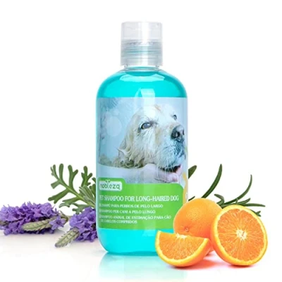 Abbildung von Nobleza Hundeshampoo Langhaar mit Camellia Sinernsis Extrakt für Glanz &amp; Kämmbarkeit, Sensitiv gegen Juckreiz und Geruch, Phthalat Frei, Parabens Frei Lavendel Zitrusduft 250 ml