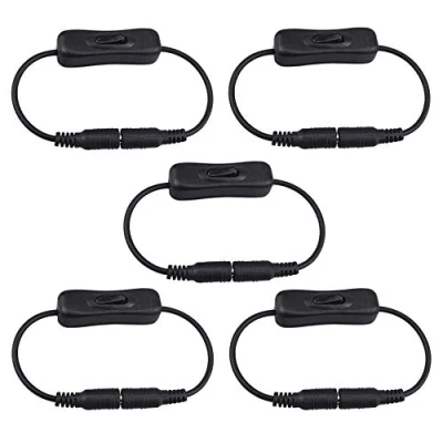 Abbildung von QitinDasen 5Pcs Premium Männlich zu Weiblich DC Power Inline Kabel mit EIN/Aus Wippschalter, 5.5 X 2.1mm Stecker auf Buchse Kabel, für CCTV Kamera LED Streifenlicht