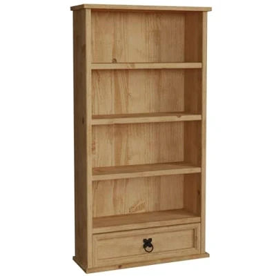 Abbildung von Vida Designs Corona Bücherregal, 1 Schublade, DVD /CD Fach, massives Kiefernholz
