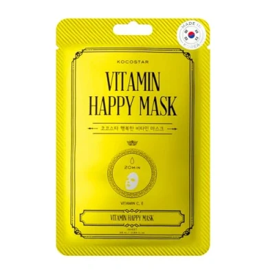 Abbildung von KOCOSTAR Vitamin Happy Mask Feuchtigkeitsspendend, beruhigend Korean Face Mask, Tuchmaske Gesichtsmaske Frauen mit C, E Tuchmasken Gesicht ohne Ausspülen Masken Beauty,
