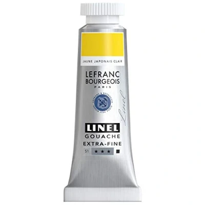 Abbildung von Lefranc &amp; Bourgeois 301160 Linel Gouache extrafeine und geschmeidige Wasserfarben mit maximaler Farbintensität, Leuchtkraft für streifenfreien Auftrag, 14ml Tube Japanischgelb Hell