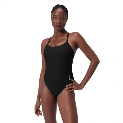 Abbildung von Speedo Women&#039;s Solid Racer Back 1 Piece Badeanzug, Schwarz, S