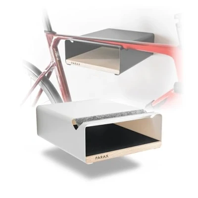 Abbildung von PARAX Fahrradhalter Wandhalterung für Fahrrad Indoor Aufbewahrung Aufhängung aus Aluminium &amp; Holz Fahrradträger Schwarz M