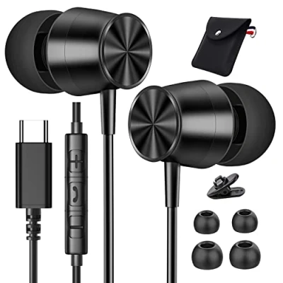 Abbildung von USB C Kopfhörer, Kopfhörer mit Kabel für Samsung Galaxy S23 S22 Ultra S24 S21 A54 A53 A33 5G, In Ear Headset Mikrofon, Rauschfreies Hi Fi Stereo, iPhone 15 Google Pixel 8 7 6a iPad Air 5