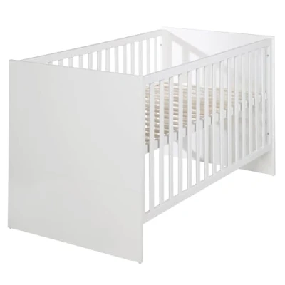 Abbildung von roba Mitwachsendes Gitterbett Lilo 70 x 140 cm Babybett 3 fach höhenverstellbar Umbaubar zum Kinderbett Holz weiß lackiert