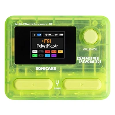 Abbildung von SONICAKE Gitarren Effektpedal Multi Effekte 9 Effektmodule 100 Presets 20 Amp/Cab Effektprozessor OTG USB Audio Interface BT mit APP Pocket Master (Transparent Grün)
