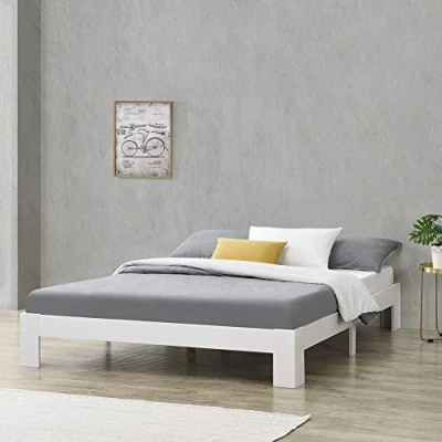 Abbildung von [en.casa] Holzbett Raisio 120x200 cm mit Lattenrost Bettgestell Bett Kiefernholz Massiv Jugendbett Einzelbett Gästebett Weiß