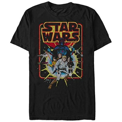 Abbildung von Star Wars Herren Old School Comic Graphic T shirt, Schwarz, XL
