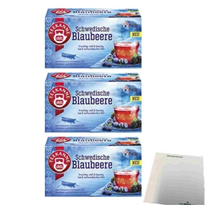 Abbildung von Teekanne Schwedische Blaubeere 20 Teebeutel 3er Pack (3x45g Packung) + usy Block