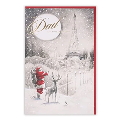 Abbildung von Clintons: Weihnachtskarte mit Weihnachtsmann und Rentier, Paris Szene