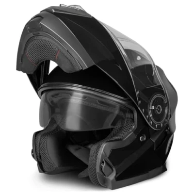 Abbildung von VINZ Santos Klapphelm mit Sonnenblende ECE 22.06 &amp; PINLOCK vorbereitet Motorrad Helm Integralhelm Motorradhelm Klappbar In Gr. XS XXL Erhältlich Schwarz