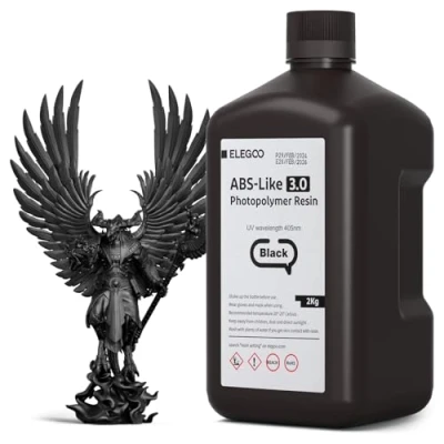 Abbildung von ELEGOO ABS Like 3.0 3D Drucker Resin Schwarz 2000g, 405nm UV Härtendes Printer Harz mit Hoher Zugfestigkeit und Biegefestigkeit für MSLA/LCD/DLP