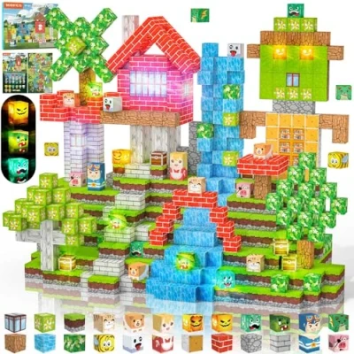 Abbildung von Crifeton Magnetische Bausteine 100 PCS 2CM Magnetbausteine für Kinder ab 3 Jahre Blocks, Montessori Spielzeug Kinder, Bauwelt Geburtstag Geschenk 4 5 6 7 8 9 10 11 12 Jungen Mädchen