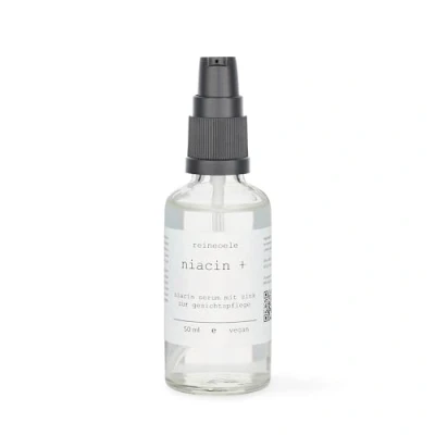 Abbildung von Niacinamid Hyaluron Serum hochdosiertes mit Zink zur Pflege alternder unreiner fettiger Haut vegan 50 ml Glasflasche von reineoele