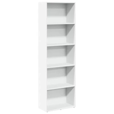 Abbildung von vidaXL Bücherregal, Bücherschrank Regal mit Stauraum, Standregal für Wohnzimmer Büro, Büroregal Aktenregal Aufbewahrungsregal, Weiß Holzwerkstoff