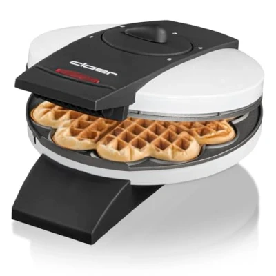Abbildung von Cloer 1621 Waffeleisen für klassische Herzwaffeln, 930 W, Waffelgröße 15,5 cm, stufenlos wählbarer Bräunungsgrad, weiß, Metall
