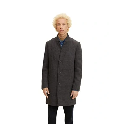 Abbildung von TOM TAILOR Denim Herren Modern Wollmantel 1032440, 30498 Grey Brown Navy Mini Check, XXL