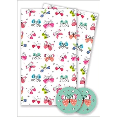 Abbildung von Abacus 08778A &quot;Beautiful Butterflies&quot; Geschenkpapier Packung mit 2 Bögen/Anhängern