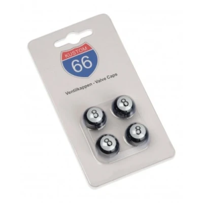 Abbildung von KUSTOM66 4er Set Ventilkappen 8 Ball in schwarz