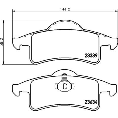 Abbildung von HELLA 8DB 355 009 891 Bremsbelagsatz nicht für Verschleißwarnanzeiger vorbereitet JEEP: GRAND Cherokee 2, II