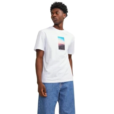 Abbildung von Jack &amp; Jones Picture SS CREW NECK SN Tshirt print, Herren, Größe: Small, Bright white