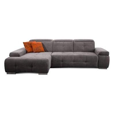 Abbildung von CAVADORE Ecksofa Mistrel mit Longchair XL links / Große Eck Couch im modernen Design Inkl. verstellbaren Kopfteilen Wellenunterfederung 273 x 77 173 Kati Fango
