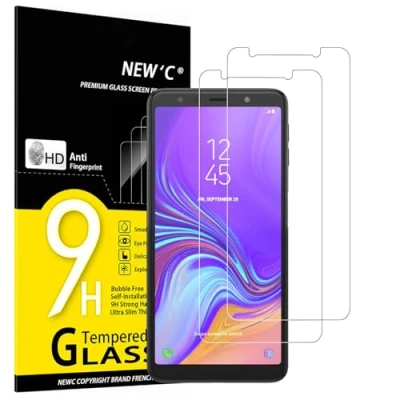 Abbildung von NEW&#039;C 2 Stück, Panzer Schutz Glas für Samsung A7 2018, Frei von Kratzern, 9H Härte, HD Displayschutzfolie, 0.33mm Ultra klar, Ultrabeständig