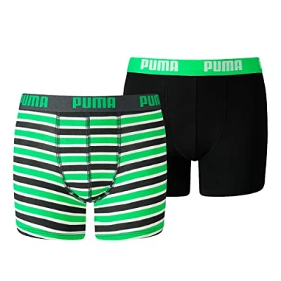 Abbildung von Puma BOYS Basic Boxer Printed Stripe 2 PACK Panties für Kinder, Größe: 164, Classic green