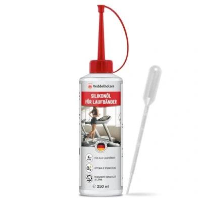 Abbildung von Veddelholzer 250 ml 100% reines Silikonöl Laufband mit Dosierkappe &amp; Pipette für Zuhause Fitnessstudio Öl universell Laufband, Cross Trainer, Spinning Bike und andere Trainingsgeräte
