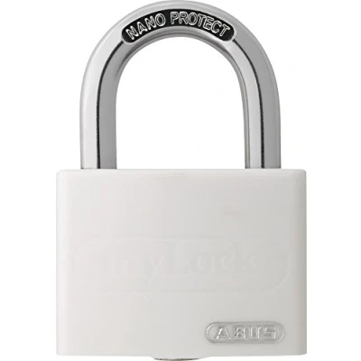 Abbildung von ABUS T65AL/40, Herkömmliches Vorhängeschloss, Tastensperre, Unterschiedliche Schließung, Weiß, Aluminium, Gehärteter Stahl