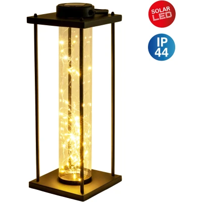 Abbildung von näve LED Solarleuchte &quot;Fairylight&quot;, 1 flammig, Gestell rechteckig, Kunststoffzylinder mit Lichterdraht warmweiß