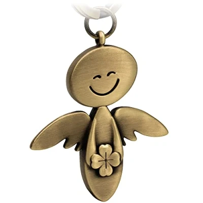 Abbildung von FABACH Schlüsselanhänger Schutzengel Smile mit Kleeblatt Geschenk Glücksbringer Mutmacher