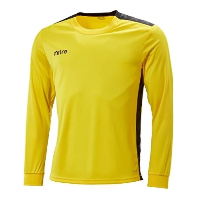 Abbildung von Mitre Herren Charge Langärmliges Fußball Shirt Match Day, Gelb/Schwarz, X Small/32 34 Inch