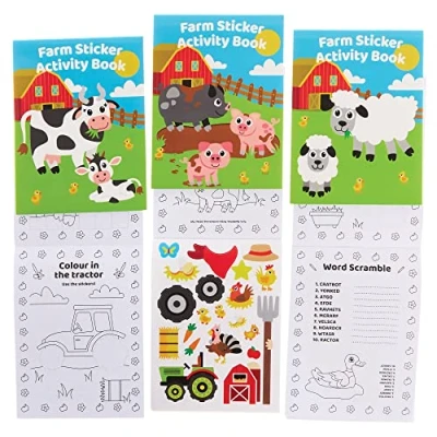 Abbildung von Baker Ross FX563 Bauernhof Sticker Aktivitätsbücher 8er Packung, Stickerbuch Partytütenfüller für Kinder