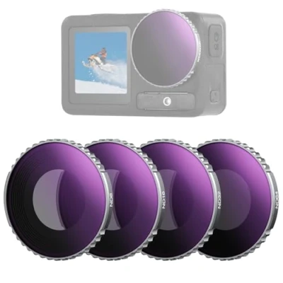 Abbildung von NEEWER ND Filter Set für Action 5 Pro (4er Pack), ND8 + ND16 ND32 ND64 Graufilter Filterset Kamera Zubehör, Mehrschichtiges optisches HD Glas, kompatibel mit DJI Osmo Pro/4, FL B04