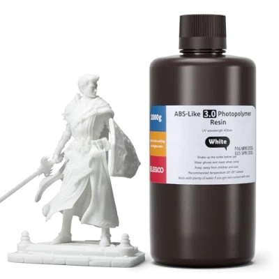 Abbildung von ELEGOO ABS Like 3.0 3D Drucker Resin Weiß 1000g, 405nm UV Härtendes Printer Harz mit Hoher Zugfestigkeit und Biegefestigkeit für MSLA/LCD/DLP