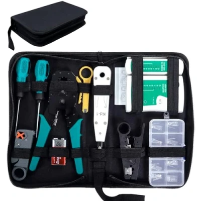 Abbildung von SGILE 12 in 1 Netzwerk Werkzeug Set für RJ45, RJ11, RJ12, Reparaturwerkzeuge, Kabeltester Kit, Patchkabel Tester, LAN Kabel Tester DIY Haushalt Computer Wartung