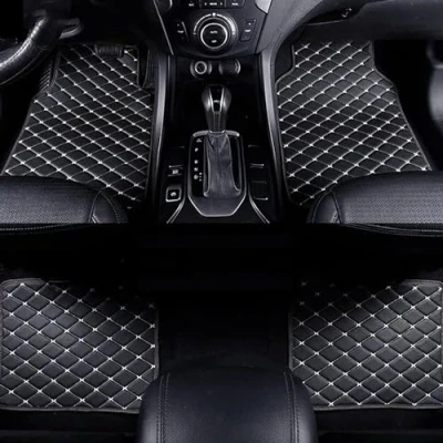 Abbildung von Auto Leder Fußmatten für Audi A5 Sportback F5 2016 2017 2018 2019 2020 2021 2022 2023+ (LHD), Allwetter wasserdichte rutschfeste Fussmatten Set, Autoschutzzubehör,2 Black+BEIGE