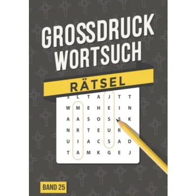 Abbildung von Grossdruck Wortsuch Rätsel Band 25: Rätselbuch in großer Schrift Gedächtnistraining für Erwachsene, Rentner und Senioren im Großdruck Größe ca. DIN A4 Christlich mit Kreuz