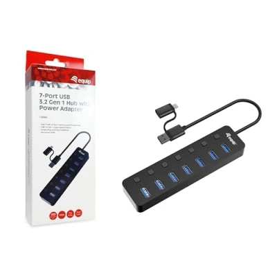 Abbildung von Equip 128965 7 Port USB 3.2 Gen 1 Hub mit Netzteil