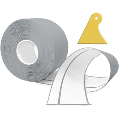 Abbildung von Weichsockelleiste Selbstklebend, 12M PVC küchenabschlussleiste 50x20mm, Sockelleiste Selbstklebende für Küche und Badezimmer 5x2 grau