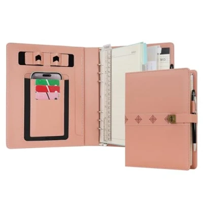 Abbildung von WASON A5 Tagebuch Liniertes Kompositions Notizbuch mit Stift, Nachfüllbarem Papier Herausnehmbares Klemmbrett Ringbuch Portfolio Notizblock für Schule Reisearbeit und Organizer (Pink)